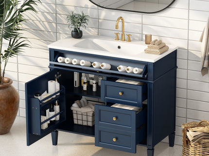 Bathroom Vanity & Top Sink, Modern Bathroom Storage Cabinet With 2 Drawers And A Tip-Out Drawer