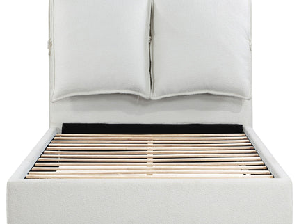 Corwyn - Queen Upholstered Panel Bed With Headboard Pillows - White