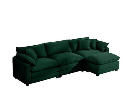 Modern Modular Cushion Sofa With Ottoman, Low Back, Deep Seating Sofa Set