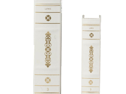Book Boxes (Set of 2) - White / Gold