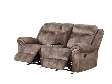 Zubaida - Two Tone Recliner Loveseat With USB Port Console