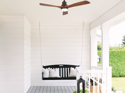 52" Ceiling Fan With LED Light, 3 Adjustable Color Temperatures, Reversible DC Motor For Living Room & Bedroom - Coffee
