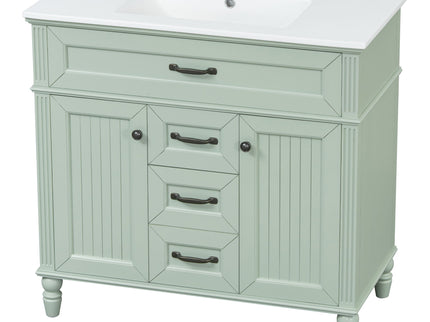 Bathroom Vanity With Sink, Flip-Out Top Drawer, Soft Close Doors, 2 Storage Drawers