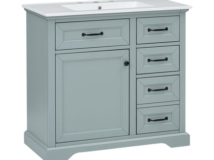 Bathroom Vanity With Sink, 2 Tip Out Drawers, Soft Close Hinges - Gray