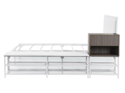 Platform Bed With 2 Tier Storage Shelves, Storage Cabinet