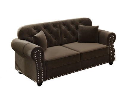 Upholstered Sofa Set With Nailhead Trim And Rolled Armrests, Includes Pillows