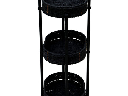 Modern 3 Tier Handwoven Side Table With Oval Organizer