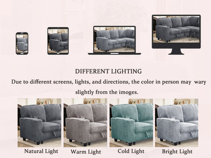 L-Shaped Sofa With Pull Out Sofa Bed With USB
