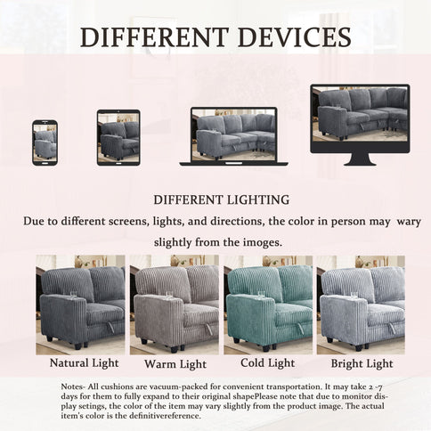 L-Shaped Sofa With Pull Out Sofa Bed With USB