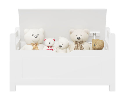 Kids Toy Box Chest Storage Cabinet With Cushion Seat Bench Flip Top Lid Safety Hinge - White