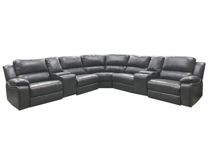 Power Reclining Sectional Sofa With 3 Adjustable Recliners, USB Ports & Cup Holders, Oversized Seating For Living Room - Black