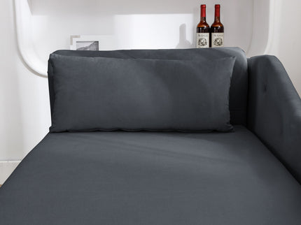 Chaise Lounge Indoor, Lounge Chair For Bedroom With Storage & Pillow, Modern Upholstered Rolled Arm Chase Lounge For Sleeping With Nailhead Trim For Living Room Bedroom Office