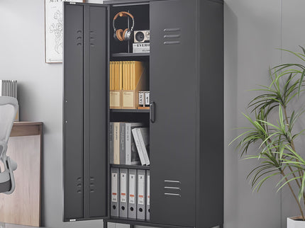 Modern Storage Cabinet With Adjustable Shelves, Magnetic Door Stopper