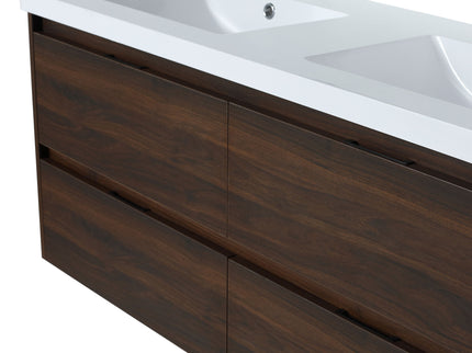 Modern Floating Bathroom Vanity With Dual Resin Sink, Soft Close Drawers