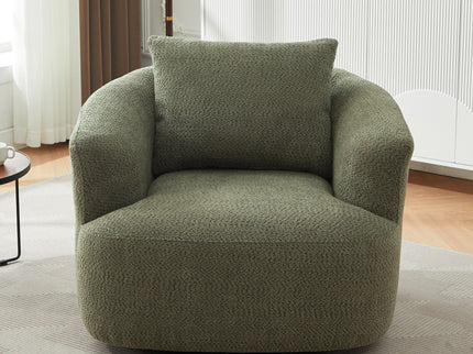 360° Swivel Barrel Sofa Chair With Throw Pillow, Upholstered Accent Chair