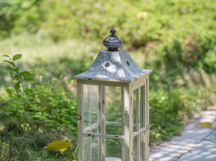 Wooden Candle Lantern Decorative, Hurricane Lantern Holder Decor For Indoor Outdoor, Home Garden - Ivory