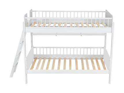 Bunk Bed With 3 Storage Shelves, Adjustable Ladder Left Or Right