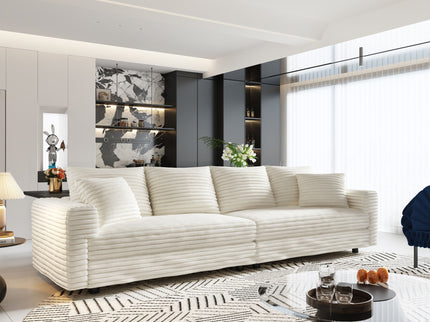 4 Seat Sofa With Soft Pillows And Movable Ottoman