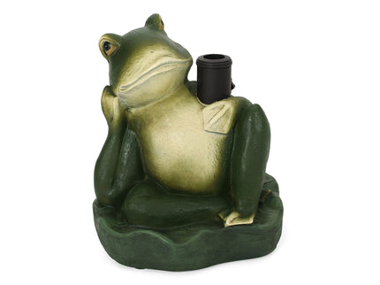 Charming Frog Prince Umbrella Base With Concrete Design - Green