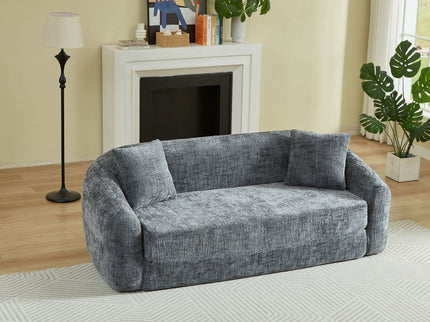 Curved Convertible Sofa, 2 In 1 Fold Out Bed With Pull Out Base And Deep Seat