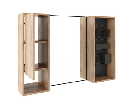 41.6" Wall Mounted Bathroom Cabinet With Soft Close Door, Storage Cabinet Featuring - Imitative Oak