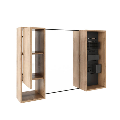 41.6" Wall Mounted Bathroom Cabinet With Soft Close Door, Storage Cabinet Featuring - Imitative Oak