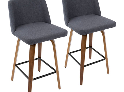 Toriano - Mid Century Modern Fixed Height Counter Stool & Square Footrest (Set of 2)