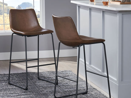 Barstool With Upholstery And Foot Rail - Vintage Brown