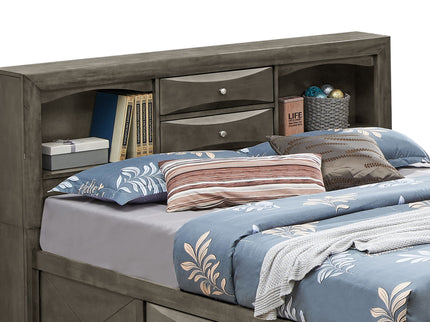 Modern Design Storage Bed With Bookcase Headboard