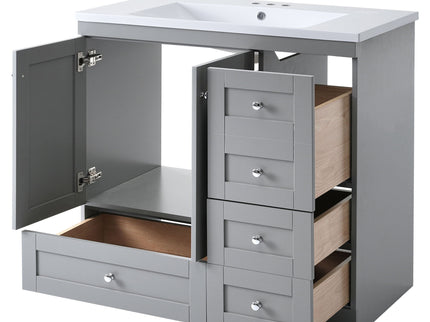 Shaker Free Standing Bathroom Vanity Cabinet With Sink, Soft Close Drawers, Soft Close Doors