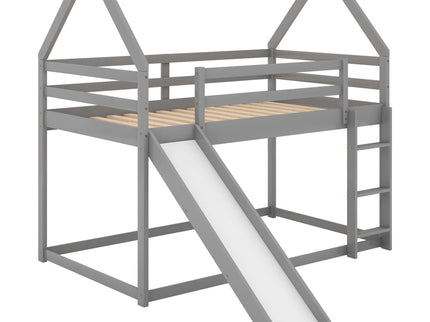 House Shape Bunk Bed With Slide And Ladder