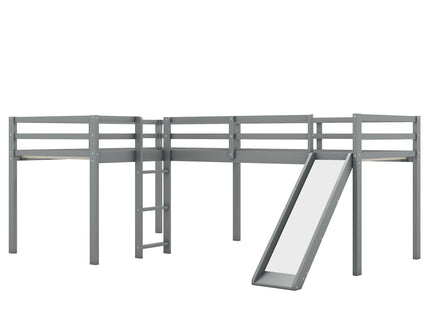 L Shaped Loft Bed With Ladder And Slide