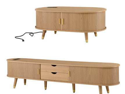 TV Stand & Coffee Table Set With Charging Station