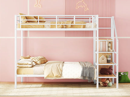 Bunk Bed With Lateral Storage Ladder And Wardrobe
