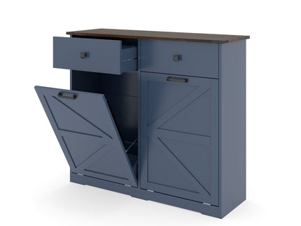 Double Tilt Out Trash Cabinet With Hideaway Drawer And Barn Door Style