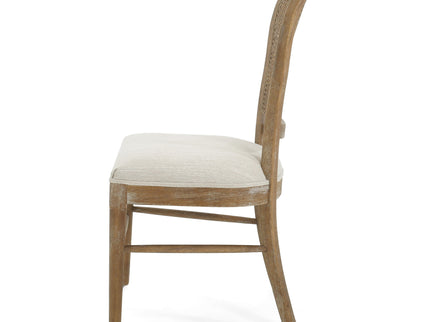 Classic Retro Dining Chair (Set of 2) With Rattan Backrest - Dark Brown / Beige