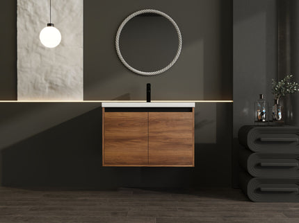 Bathroom Vanity Set With Resin Countertop Sink And 2 Doors, Engineered Wood