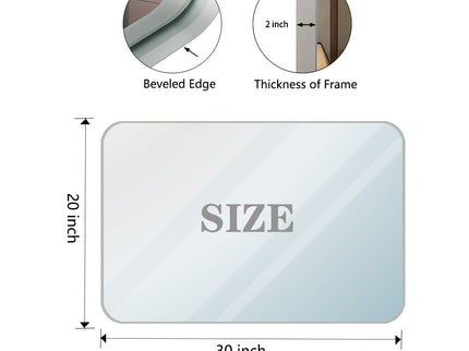 Rounded Corner Rectangle Bathroom Mirror For Wall Metal Frame Wall Mounted Bathroom Mirror Vanity Bathroom Mirror (Horizontal & Vertical)