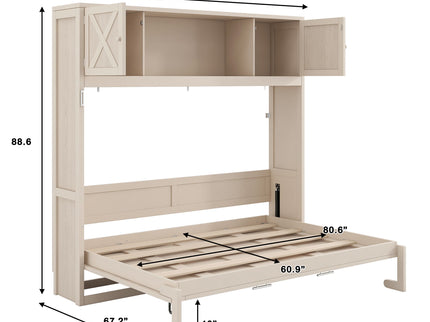 Rustic Casual Murphy Bed With Storage Cabinets