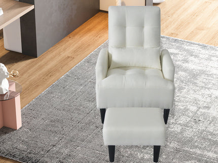 Living Room Sofa Single Chair And Ottoman, Modern Multi-Function Fabric Living Room Sofa Lounge Chair Bed And Stool. Soft Leisure Single Chair Adjustable Into 5 Angles With Sofa Bed