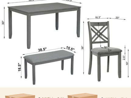 Kitchen Dining Set, Rectangular Dining Table & Upholstered Chairs