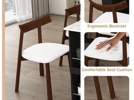Retro Kitchen Island Set With Chairs, Extendable & Rotating Table, 4 Drawers & Door Cabinets