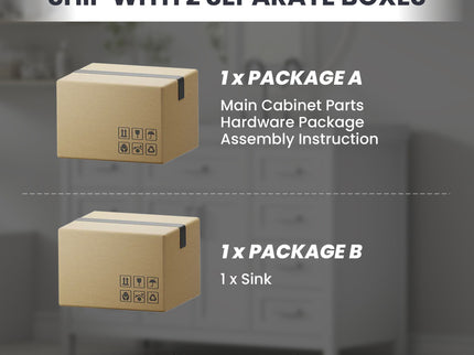 47.25" Modern Bathroom Vanity With Sink, Soft Close Single Door & 6 Drawers - White