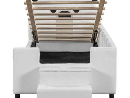 Upholstered Daybed With Bear Shaped Headboard, Hydraulic System And Breathable Fence