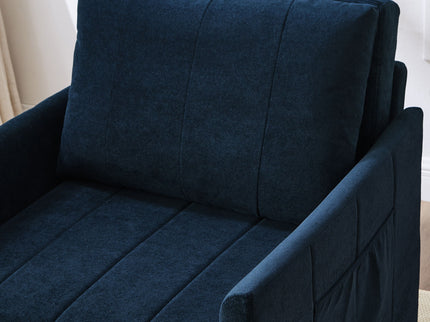 Upholstered Convertible Sleeper Sofa With 5 Position Backrest, Side Pockets, Storage