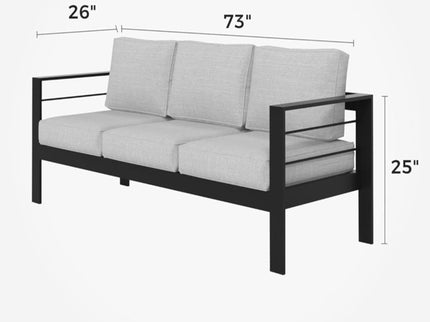 All-Weather Patio Sofa & Cushions, 3 Seat Outdoor Couch