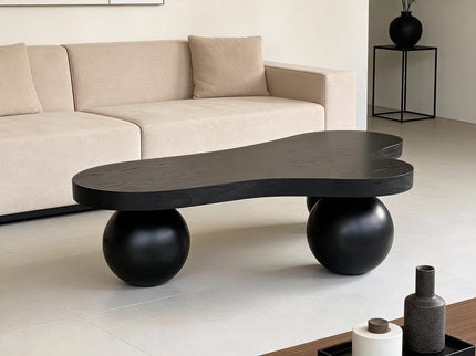 Cloud Shaped Coffee Table & 3 Ball Legs For Living Room - Black