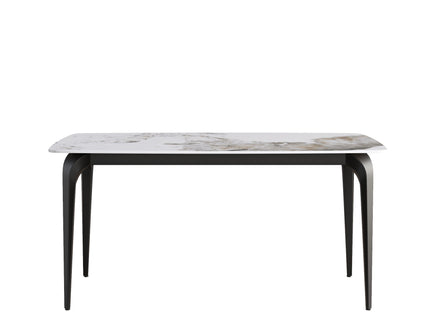 Modern Artificial Stone Pandora Curved Leg Dining Table 6 People - Antique White
