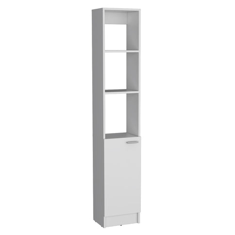Linen Cabinet, 1 Door, 6 Shelves - White