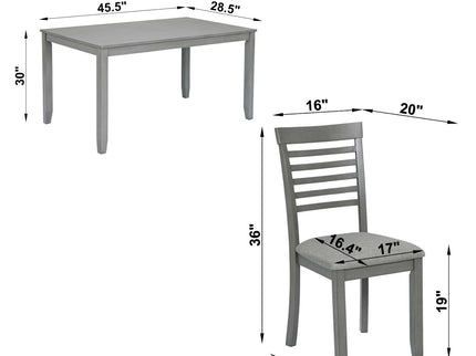 5 Pieces Modern Dining Set, Rectangular Wooden Dining Table With 4 Upholstered Chairs